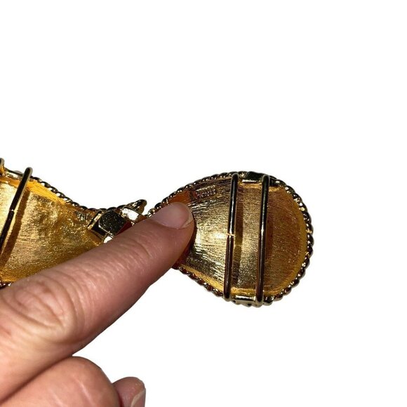 Mimi Di Niscemi Vintage Womens Belt Buckle Demi Ribbed Paisley 1985 Signed Gold - Picture 7 of 7